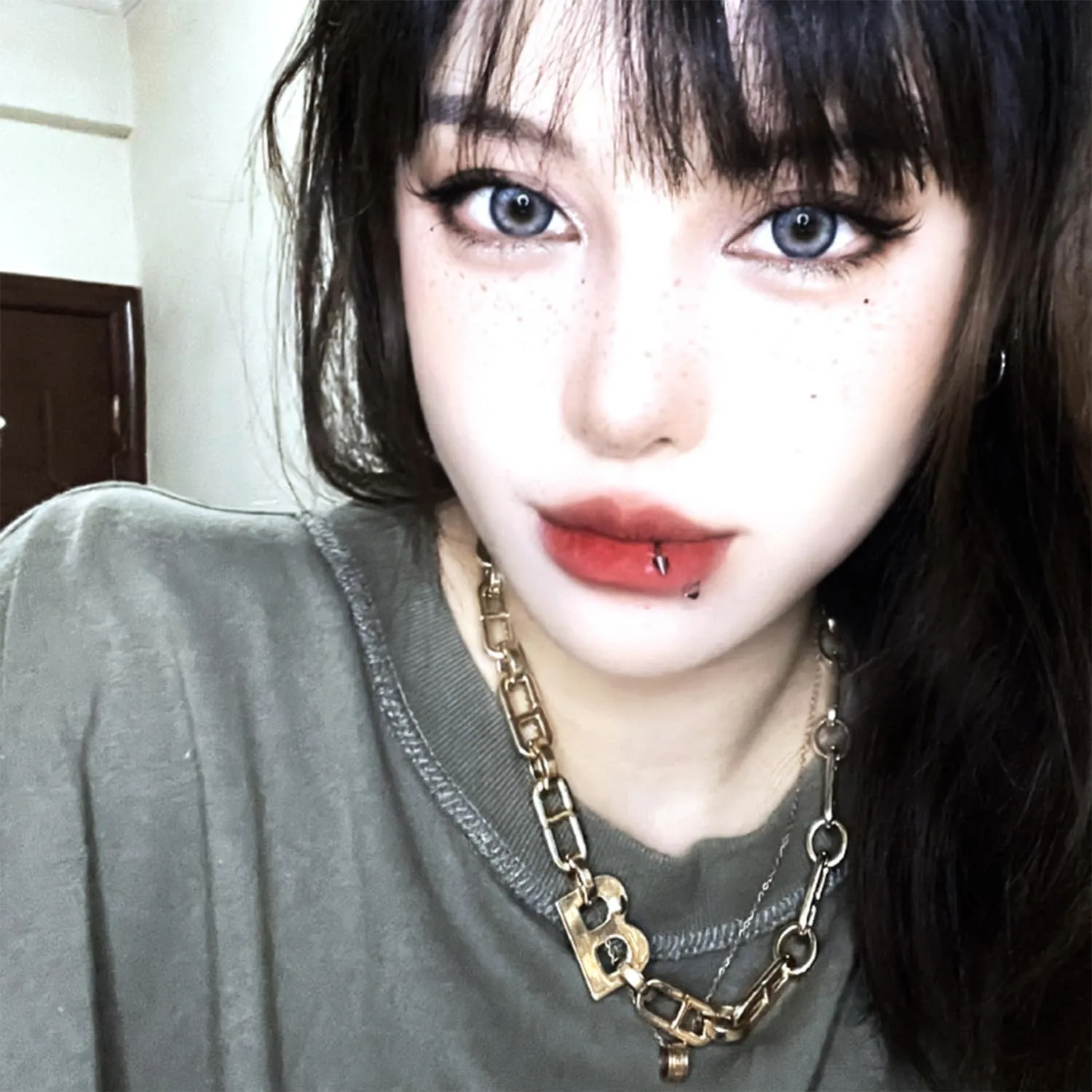16G Surgical Steel Lip Rings Gothic Snake Bite Jewelry Stainless Steel Lip Piercing Jewelry Horseshoe Septum Ring Medusa Lip Piercing Jewelry for Women Men
