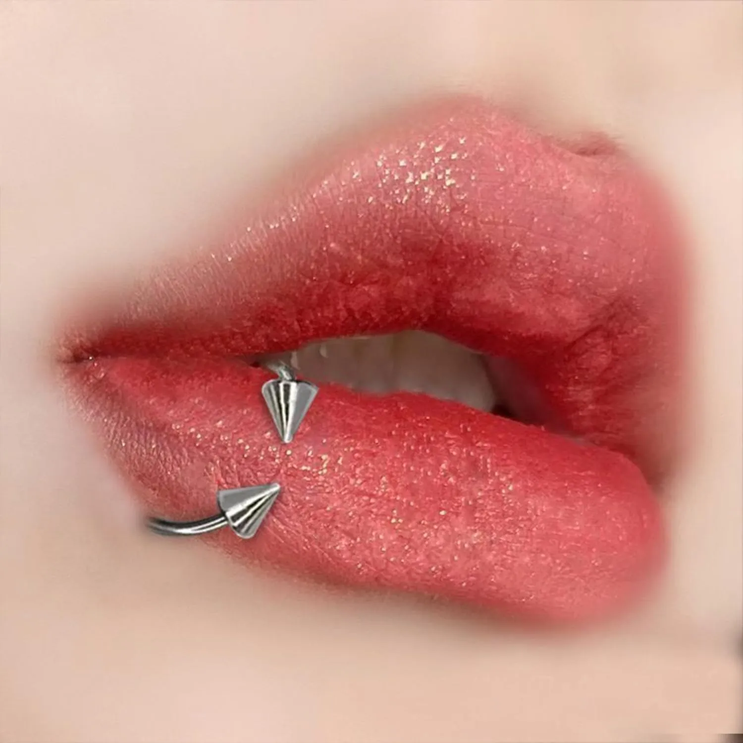16G Surgical Steel Lip Rings Gothic Snake Bite Jewelry Stainless Steel Lip Piercing Jewelry Horseshoe Septum Ring Medusa Lip Piercing Jewelry for Women Men