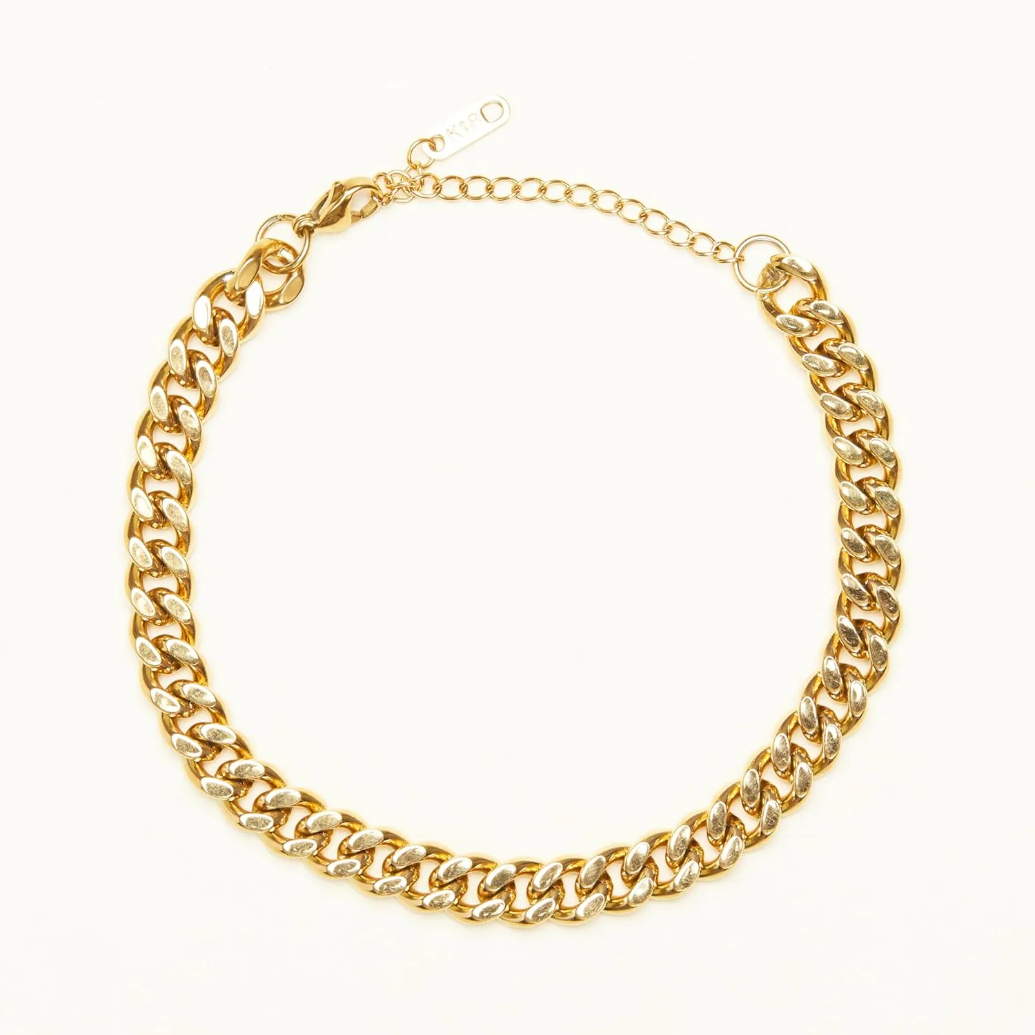 18K Gold Plated Titanium Round Curb Chain Anklet, Never Tarnish, Women Jewelry, Body Jewelry