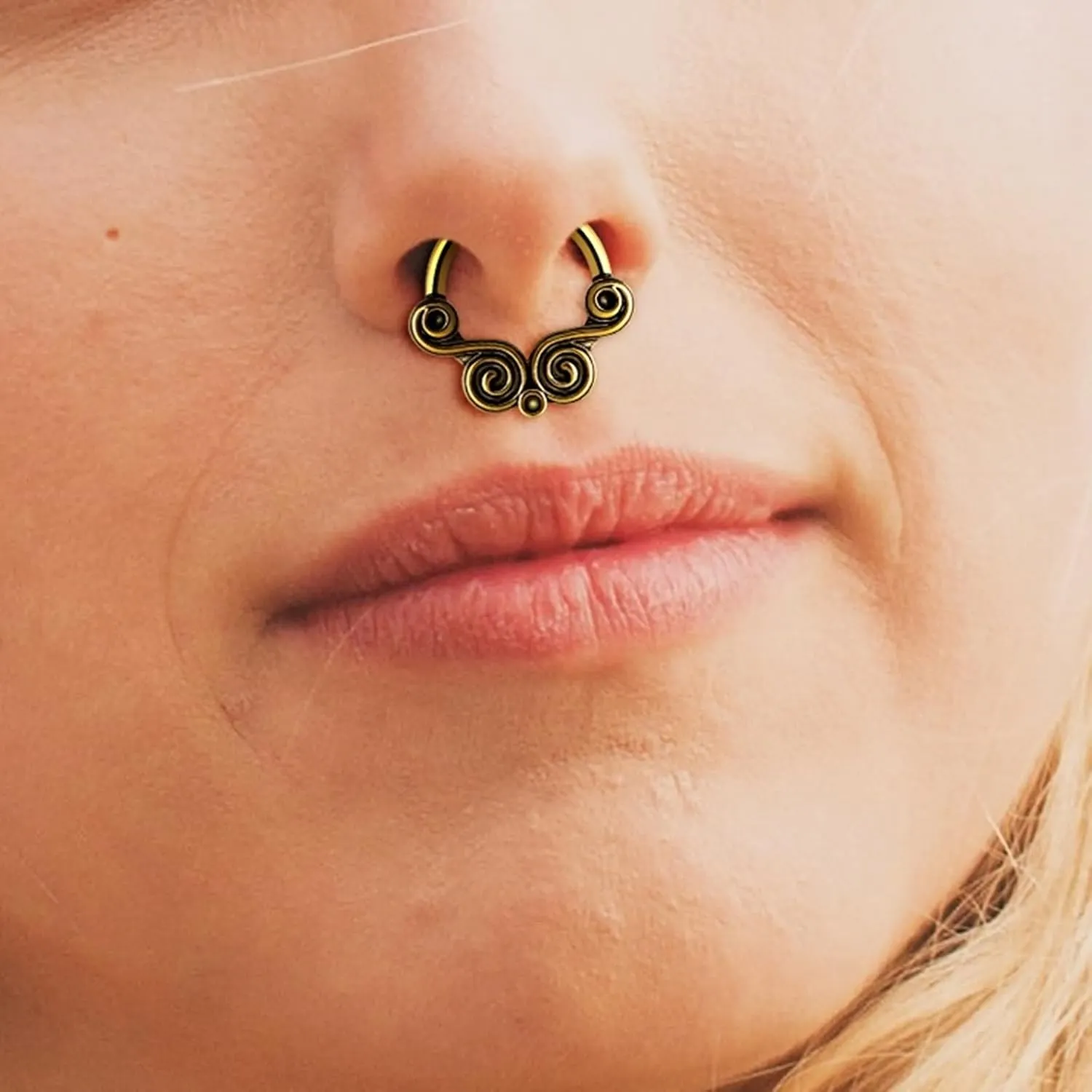 1Pcs Nose Jewelry Unique, Gothic Nose Ring C Shape Cloud Pattern Copper Piercing Jewelry