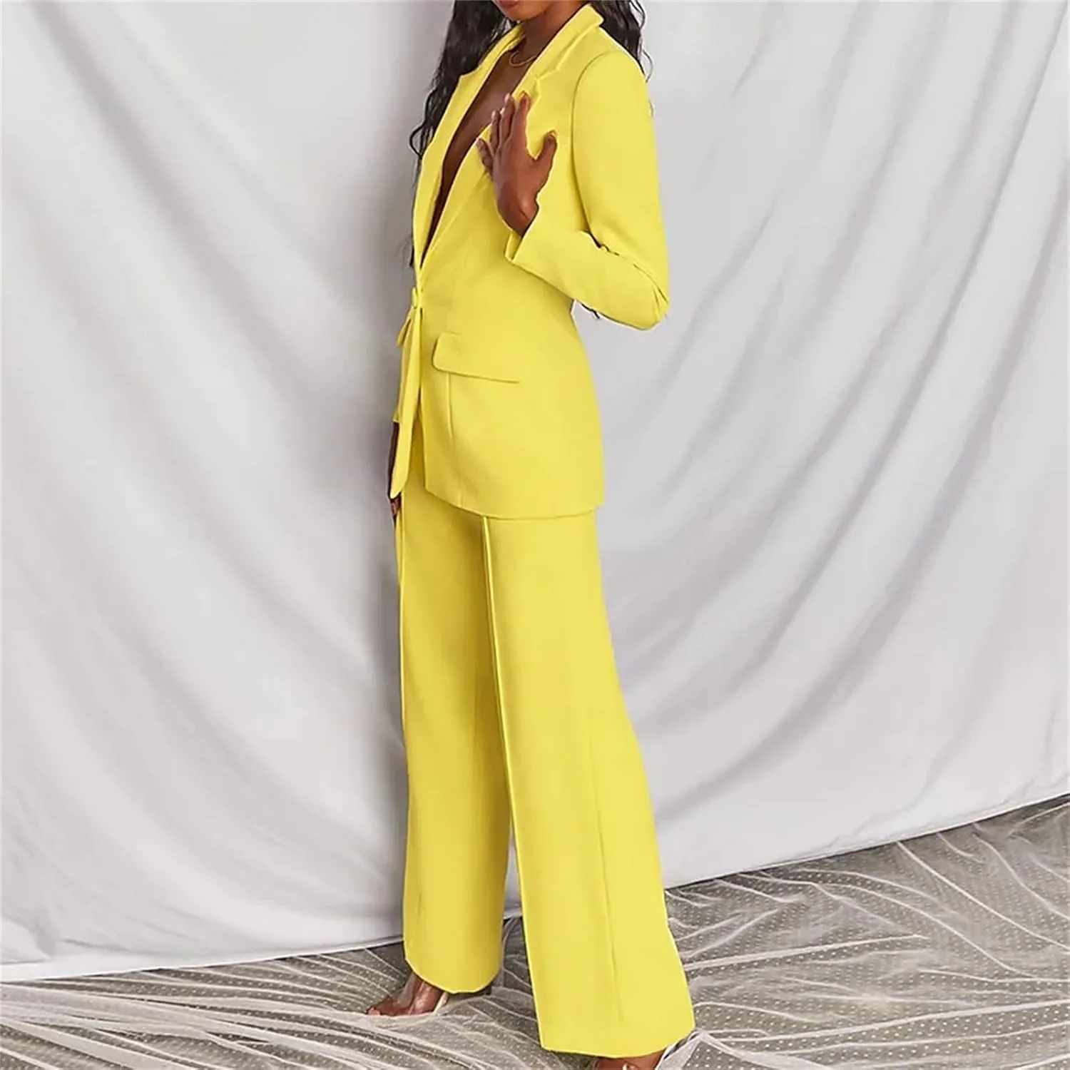 2 Piece Pant Suits for Women Dressy Business Casual Outfits Office Work Suit Set Professional Blazer Pant Suits Set