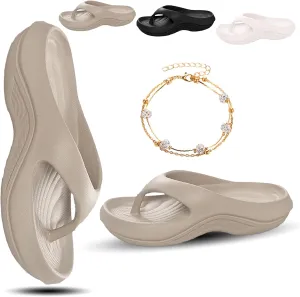 2025 New Pillow Arch Support Flip Flops for Women, Unisex Arch Support Walking Sandals, Platform Recovery Flipflops, Non-slip Comfort Lightweight Soft Summer Beach Shoes