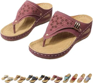 2025 Orthopedic Sandals for Women Flipflops, Sports Sandals Non-Slip 2025 New Womens Wedge Orthopedic Flip-Flops, Women's Open Toe Casual Slipper