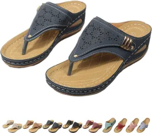 2025 Orthopedic Sandals for Women Flipflops, Sports Sandals Non-Slip 2025 New Womens Wedge Orthopedic Flip-Flops, Women's Open Toe Casual Slipper