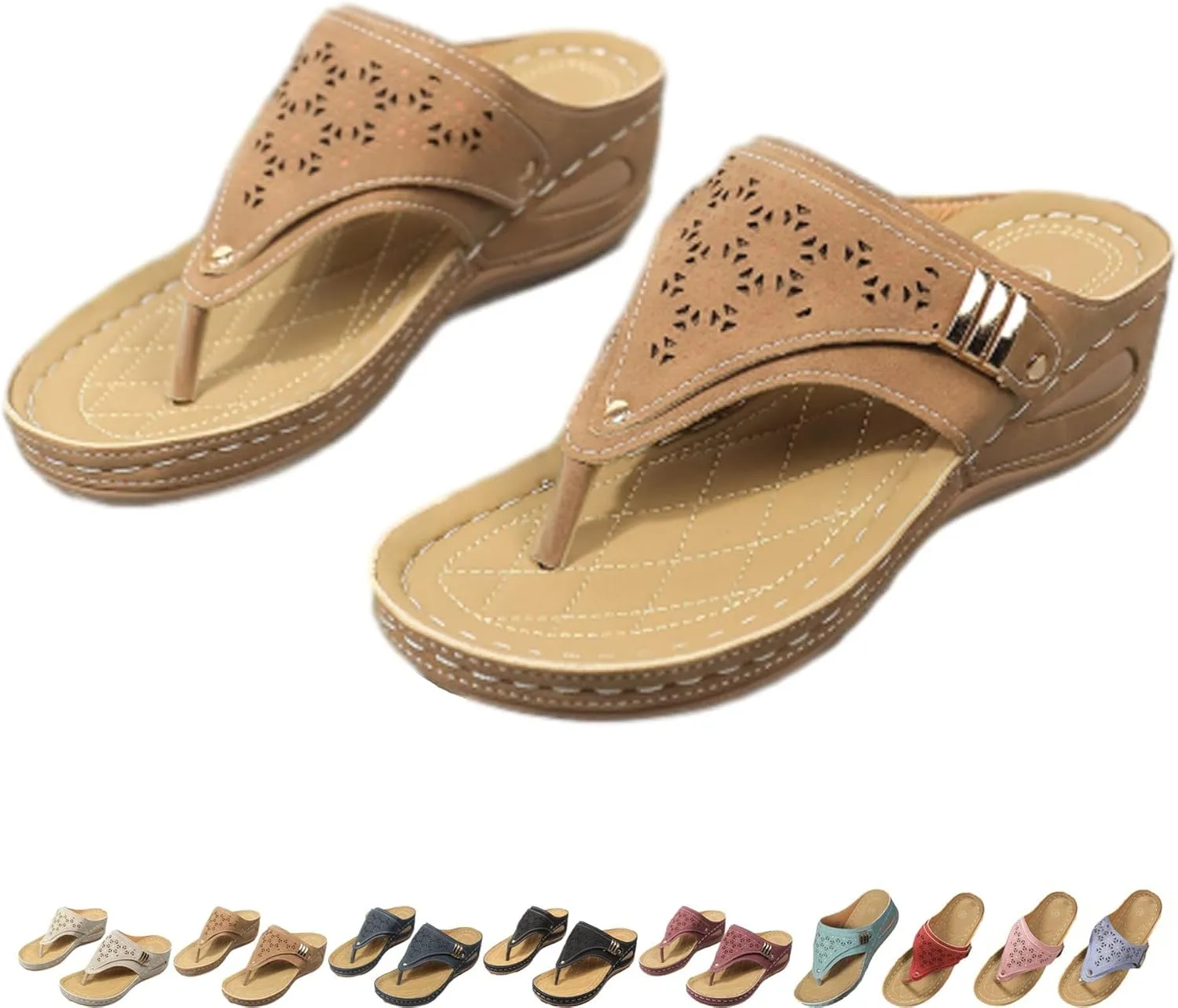 2025 Orthopedic Sandals for Women Flipflops, Sports Sandals Non-Slip 2025 New Womens Wedge Orthopedic Flip-Flops, Women's Open Toe Casual Slipper