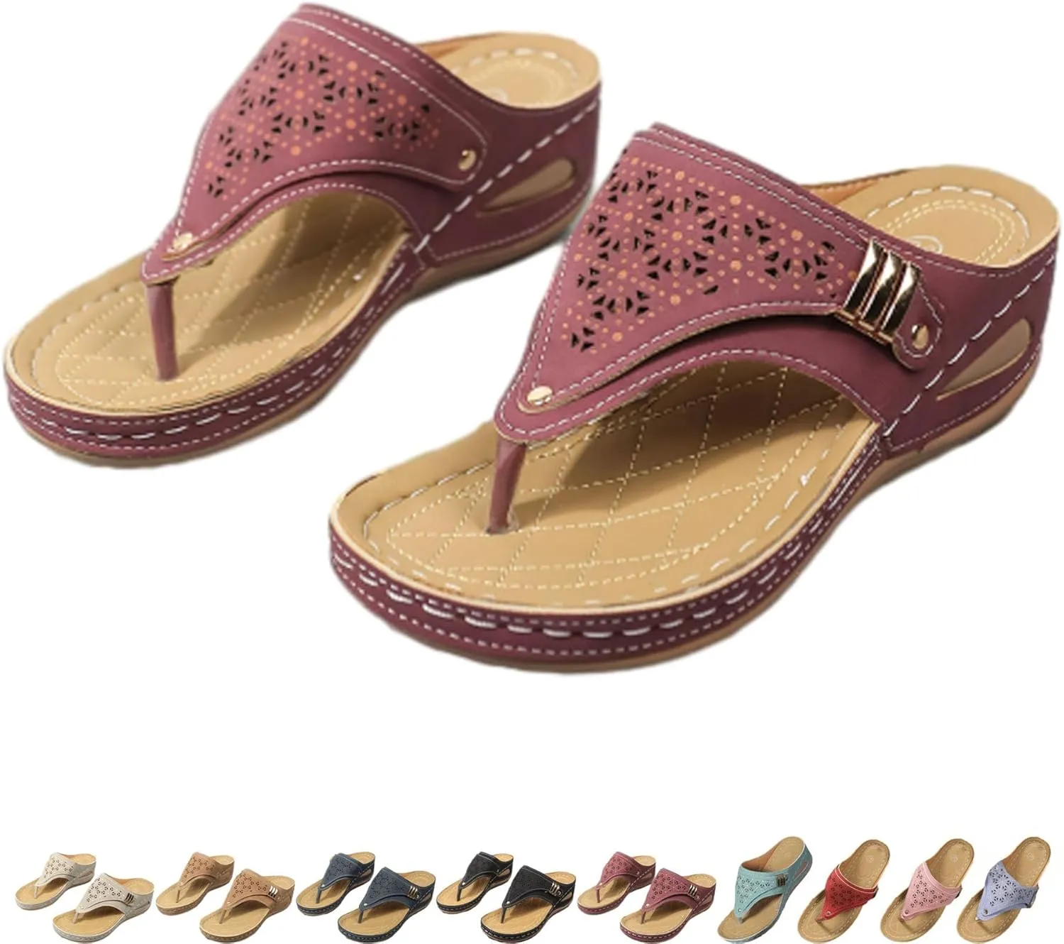 2025 Orthopedic Sandals for Women Flipflops, Sports Sandals Non-Slip 2025 New Womens Wedge Orthopedic Flip-Flops, Women's Open Toe Casual Slipper