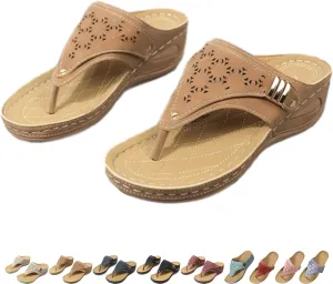 2025 Orthopedic Sandals for Women Flipflops, Sports Sandals Non-Slip 2025 New Womens Wedge Orthopedic Flip-Flops, Women's Open Toe Casual Slipper