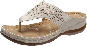2025 Soft Bottom Orthopedic Flip Flops Comfort Orthotic Casual Women Sandals with Arch Support Womens Flip Flops (Khaki, 7)