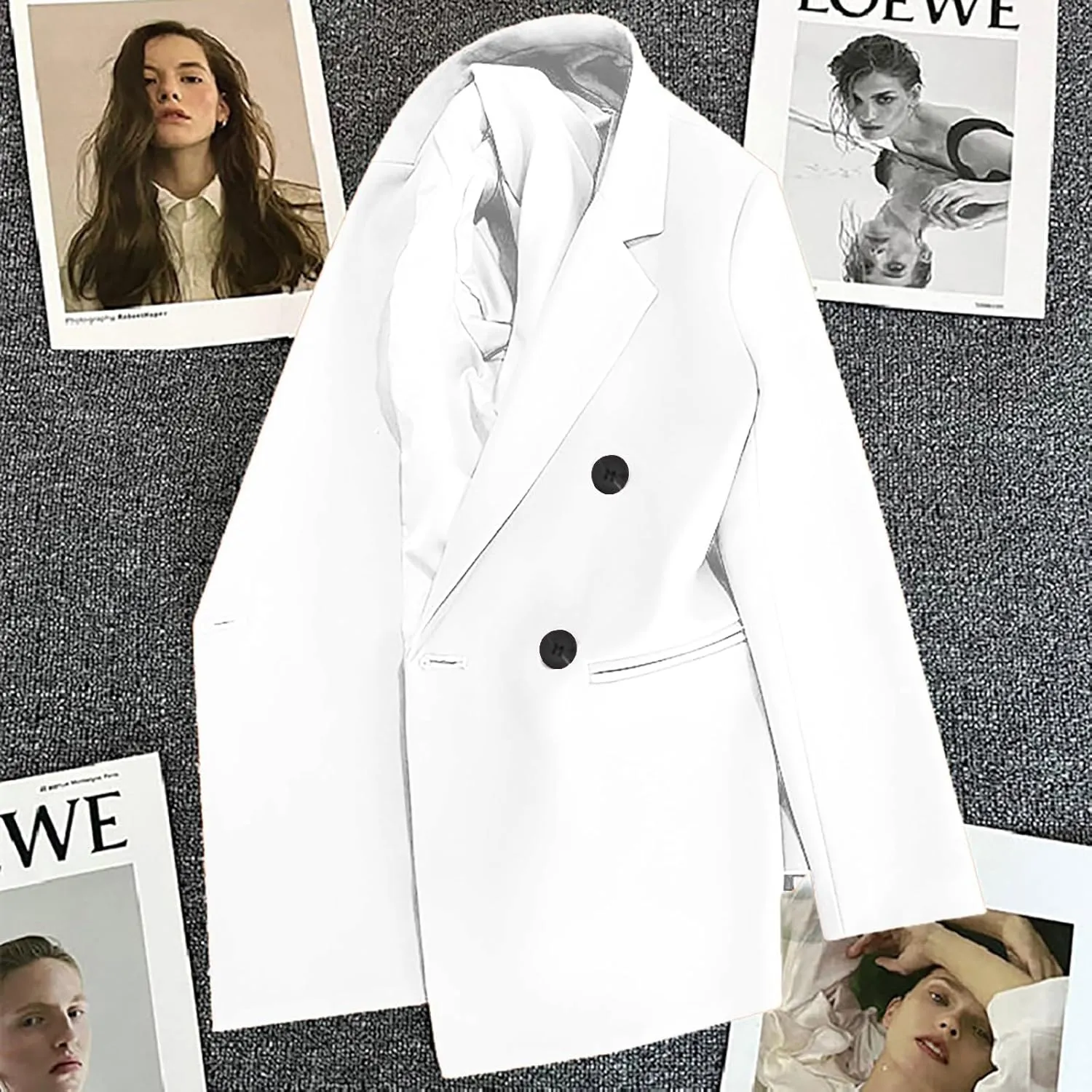 2025 Womens Work Office Blazer Jacket Casual Bussiness Blazers Open Front Long Sleeve Button Down Lapel Blazer