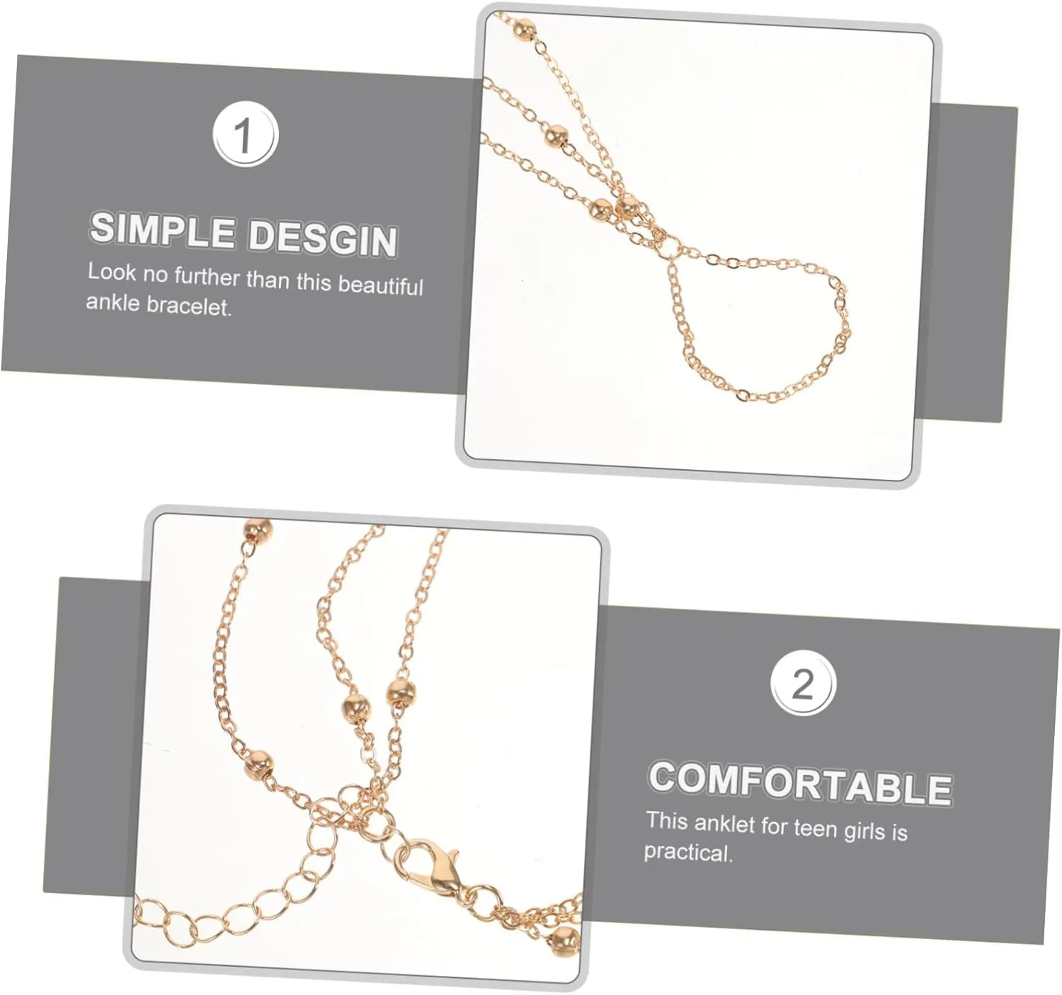 2pcs Anklet Jewelry Holidays Beach Anklet Adjustable Anklet Jewelry for Wedding Bracelet Women Anklet