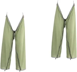 2pcs Outdoor Rain Pants Waterproof Rain Pants Mens Riding Pants Women Rain Pants Double-Layer Pants Outdoor Pants Breathable Rain Pants Winter Cycling Pant Bike Pants Pocket Pants Olive Green