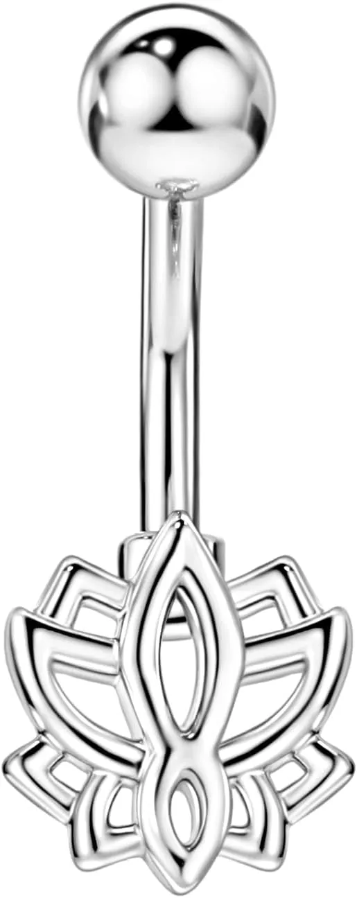 316L Surgical Steel Belly Button Rings - Cubic Zirconia Dangling Navel Rings, 14 Gauge 10 mm Screw On Piercing Stud