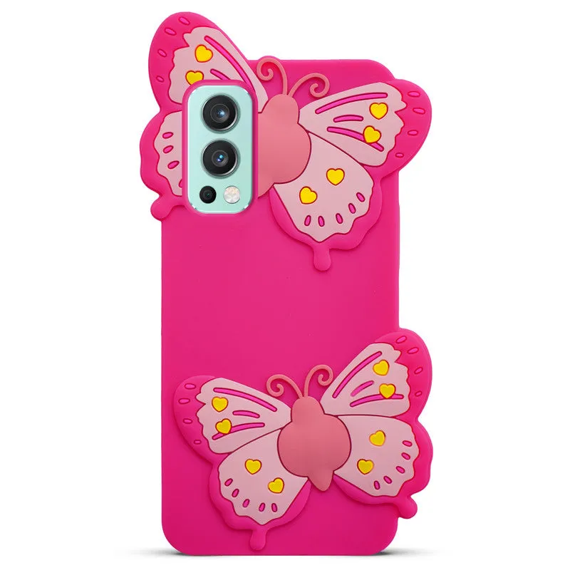 3D Vibrant Butterfly Silicone Phone Case For OnePlus Nord 2 5G