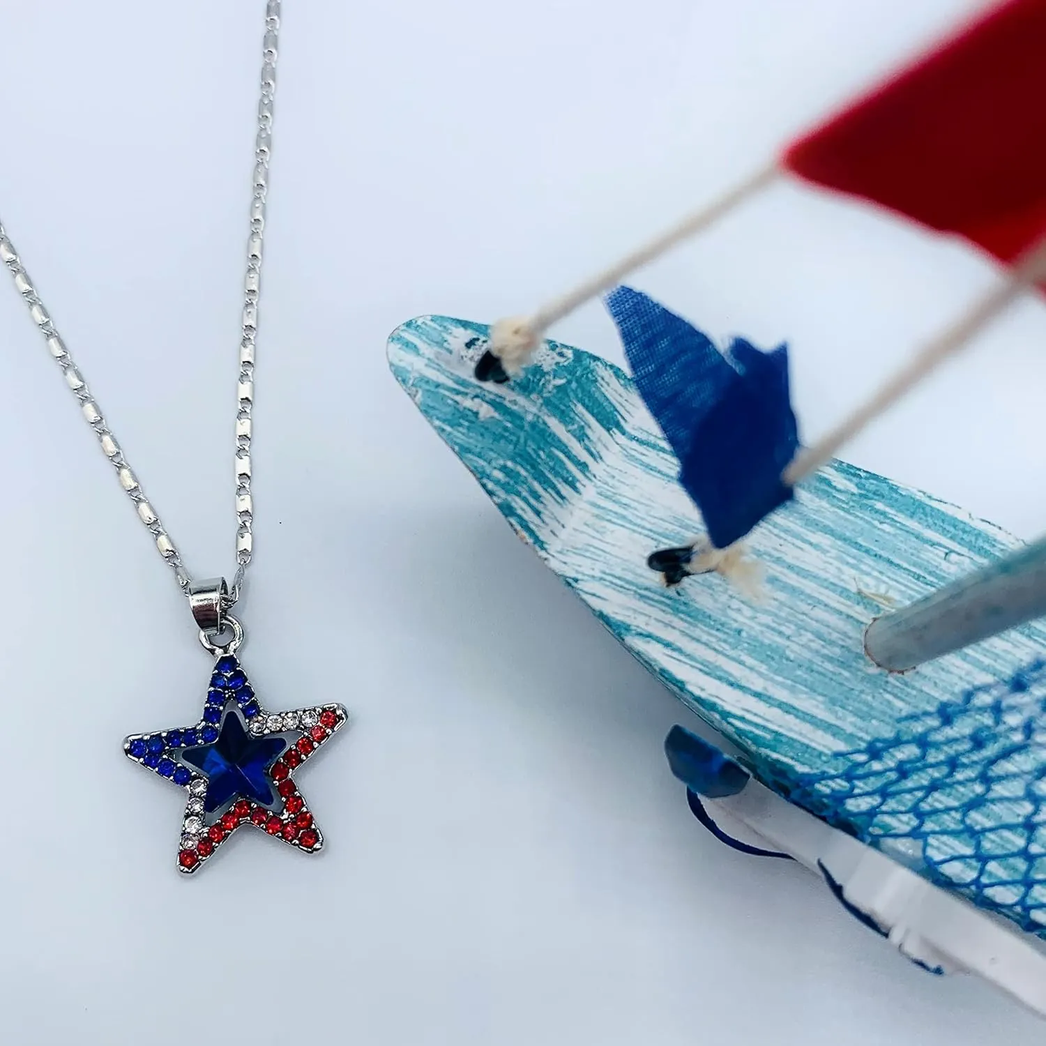 4th of July Earrings for Women - Stars & Stripes Jewelry - Patriotic Red Blue & White Jewelry