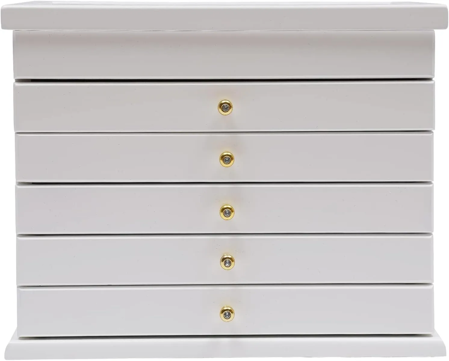 6-Layer White Jewelry Box, Exquisitely Lucky Four Leaf Clover Wooden Jewelry Box Organizer Jewelry Storage Organizer Great Ideal for Earring, Ring, Necklace, Bracelets