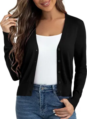 Ahlaray Women's Cropped Cardigans Sweaters Button Down Open Front Bolero Shrugs for Dresses, S-XL
