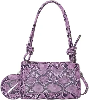 Animal Print Hobo Shoulder Bag with Coin Purse Leather Serpentine Pattern Satchel Square Handbag Trendy Crossbody Bag