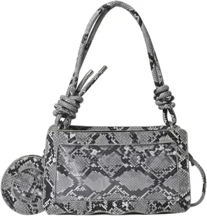 Animal Print Hobo Shoulder Bag with Coin Purse Leather Serpentine Pattern Satchel Square Handbag Trendy Crossbody Bag