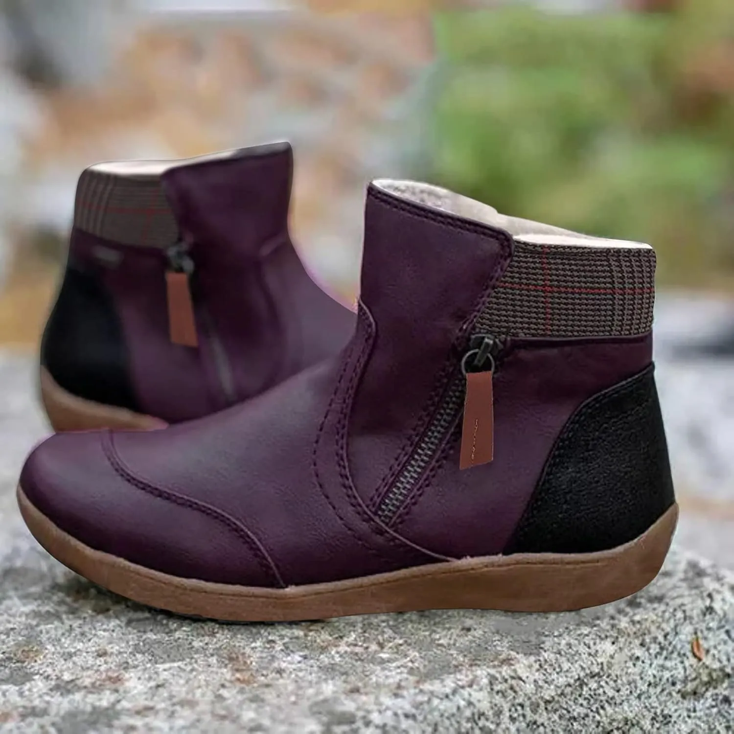 Ankle Boots for Women Arch Support Womens Low Heel Fashion Lace Up Zipper Booties Casual Walking Short Bootie
