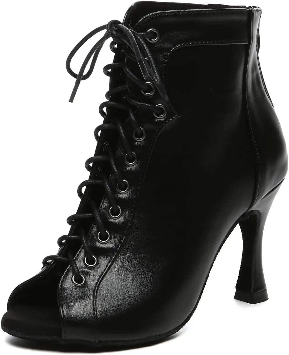 AOQUNFS Women's Latin Dance Boots Salsa Ballroom Practice Performance Tango Ankle Boots Dancing Shoes