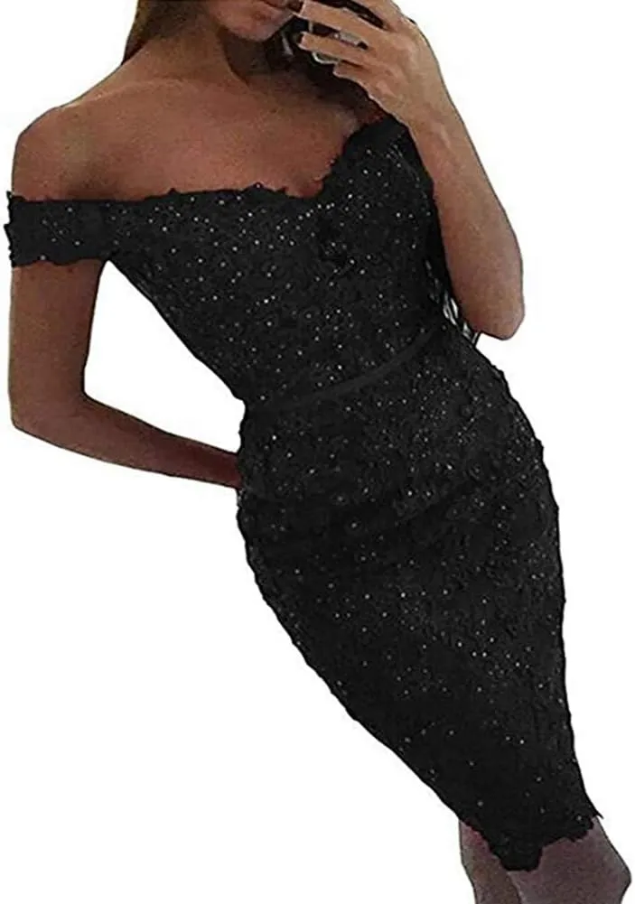 Applique Chiffon Prom Evening Dresses Off Shoulder for Women