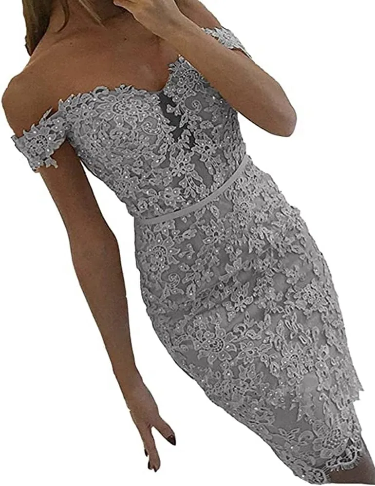 Applique Chiffon Prom Evening Dresses Off Shoulder for Women