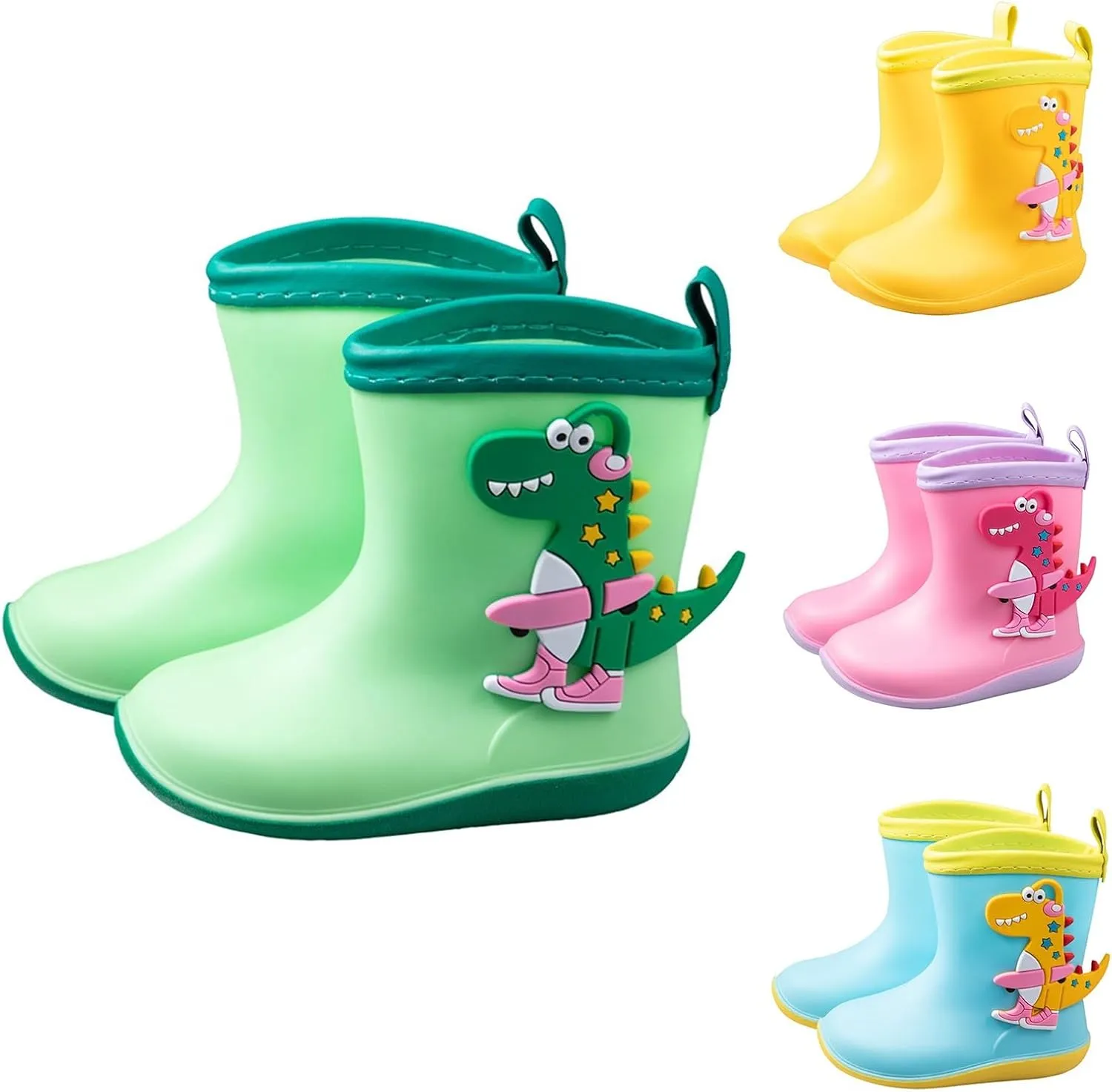 artoon Dinosaur Rain Boots For Toddler Baby Boys Girls aterproof Non Slip Shoes Outdoor Paly Soft Roller Booties