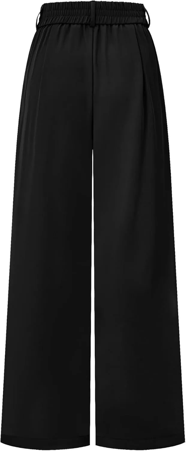 AUXDIO Womens Straight Leg Pants Casual High Waisted Stretchy Double Buttoned Trousers Work Business Dress Pant