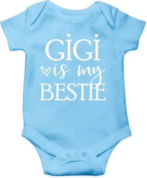 AW Fashions Gigi Is My Bestie Baby Bodysuit Funny Adorable Romper Clothing for Boys, Girls, and Unisex