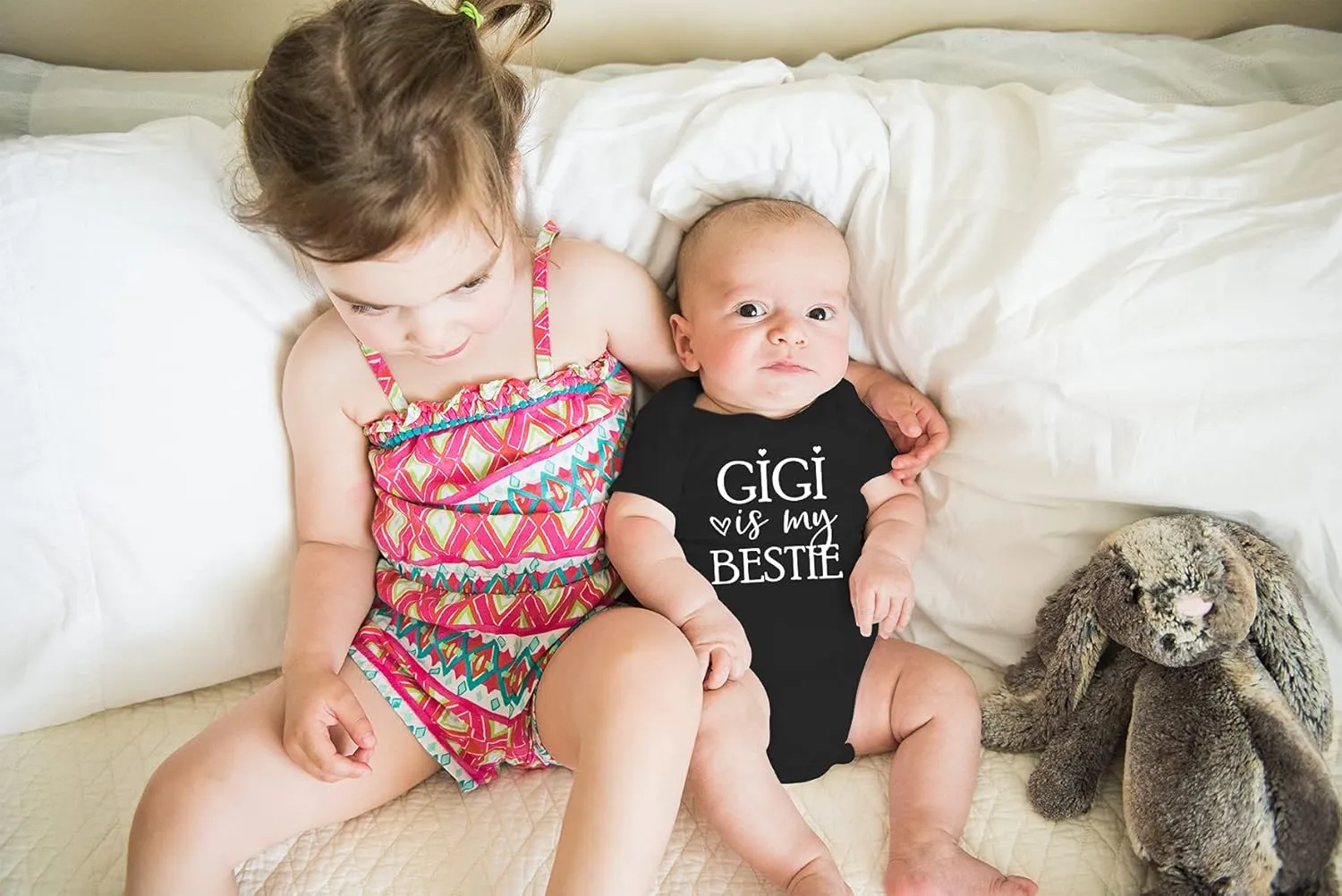 AW Fashions Gigi Is My Bestie Baby Bodysuit Funny Adorable Romper Clothing for Boys, Girls, and Unisex