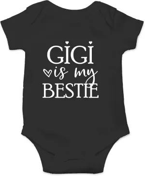 AW Fashions Gigi Is My Bestie Baby Bodysuit Funny Adorable Romper Clothing for Boys, Girls, and Unisex