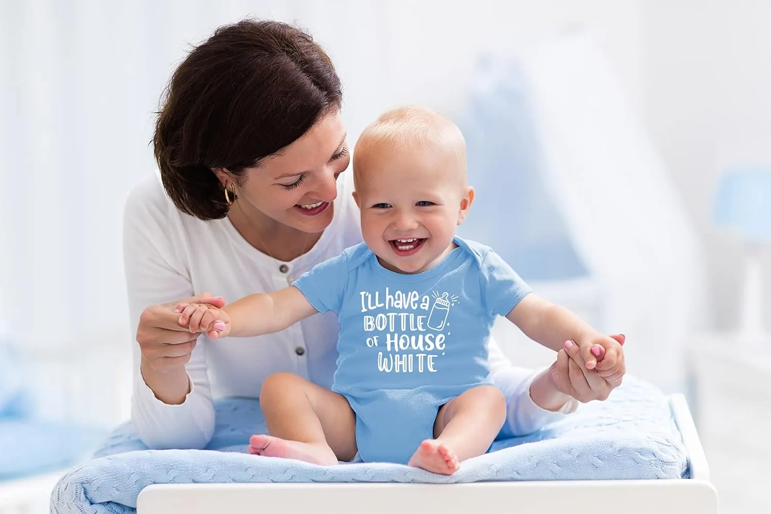 AW Fashions I'll Have A Bottle Of The House White Baby Bodysuit Funny Adorable Infant Clothing Boys Girls