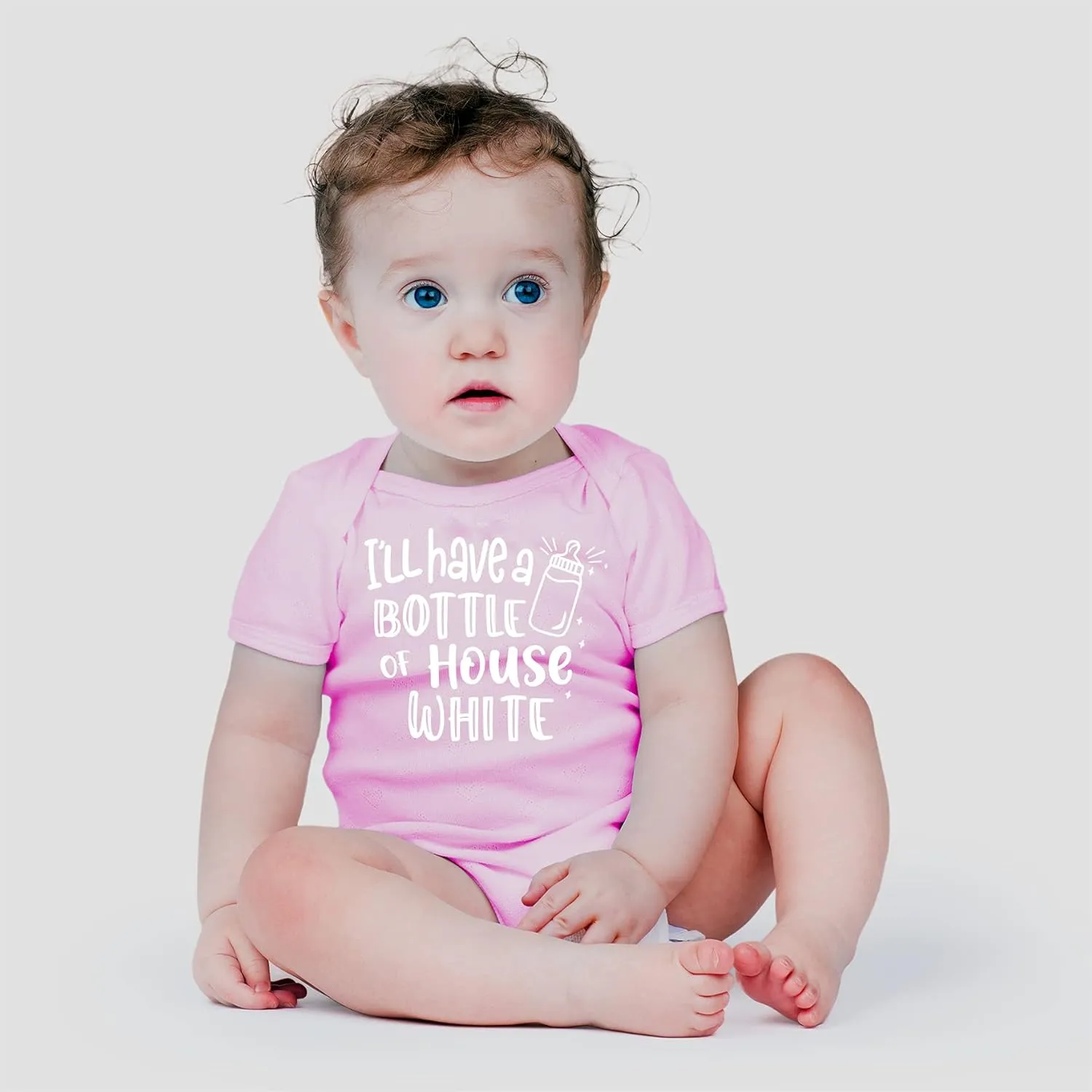 AW Fashions I'll Have A Bottle Of The House White Baby Bodysuit Funny Adorable Infant Clothing Boys Girls