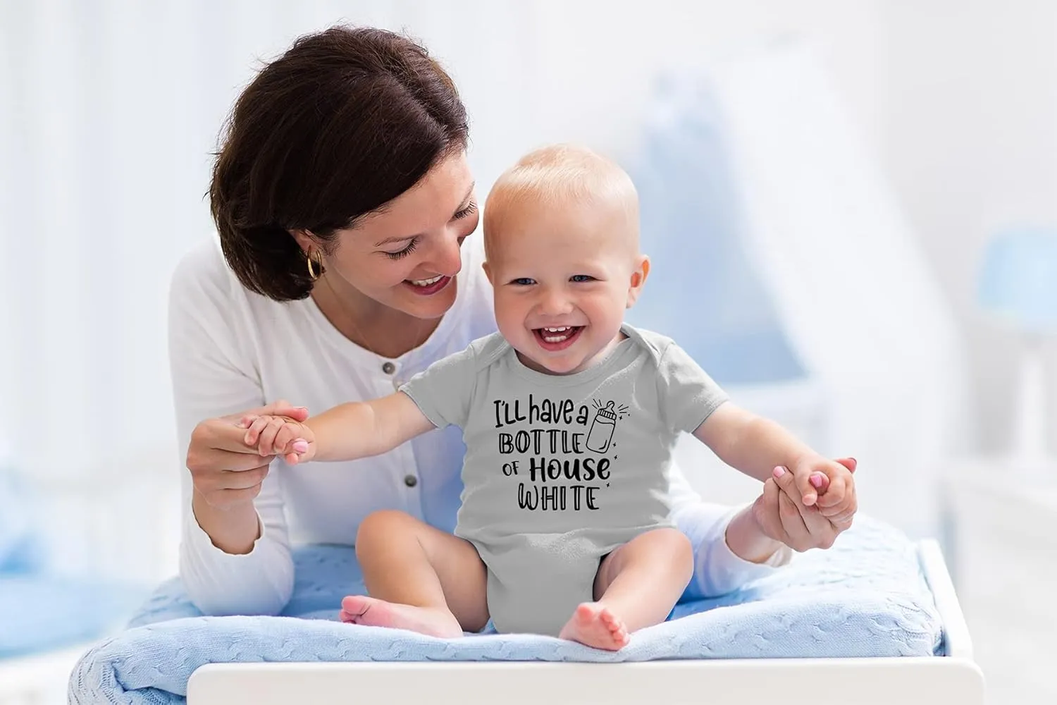 AW Fashions I'll Have A Bottle Of The House White Baby Bodysuit Funny Adorable Infant Clothing Boys Girls