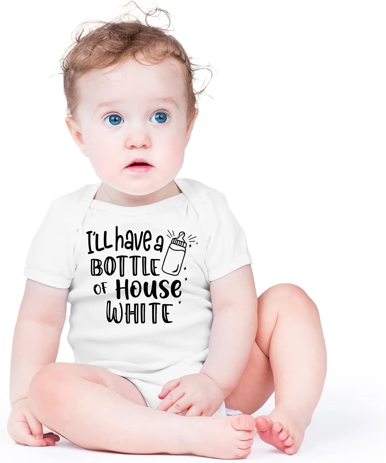 AW Fashions I'll Have A Bottle Of The House White Baby Bodysuit Funny Adorable Infant Clothing Boys Girls