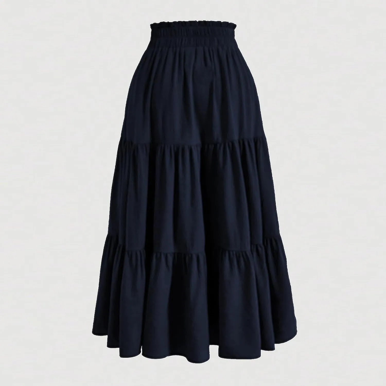 BAXLIMEK Midi Skirts for Women,2025 Spring Summer Trendy Ruffle Tiered A-Line Boho Skirts,Elastic Waist Flowy Beach Dress