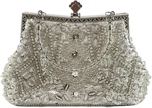 Beaded Purse Bags and Clutch- Evening Bags Wedding Women's Elegant and Stylish Handbag Collection- (black)