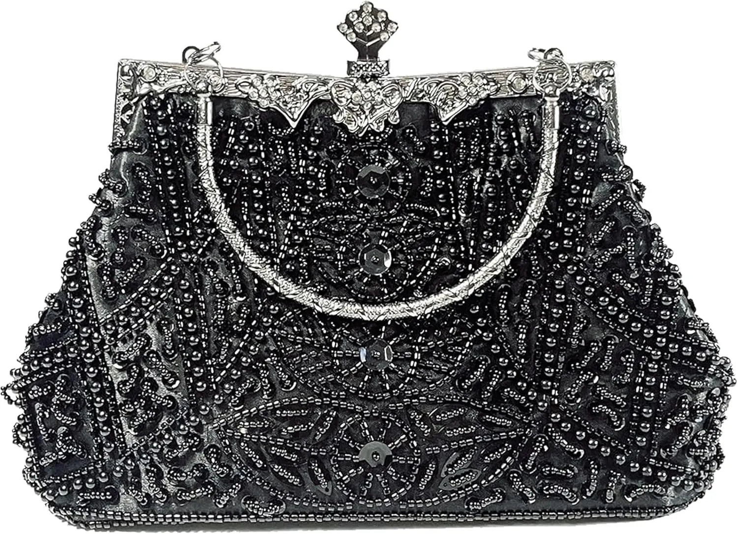 Beaded Purse Bags and Clutch- Evening Bags Wedding Women's Elegant and Stylish Handbag Collection- (black)