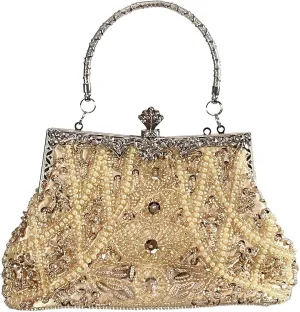 Beaded Purse Bags and Clutch- Evening Bags Wedding Women's Elegant and Stylish Handbag Collection- (black)