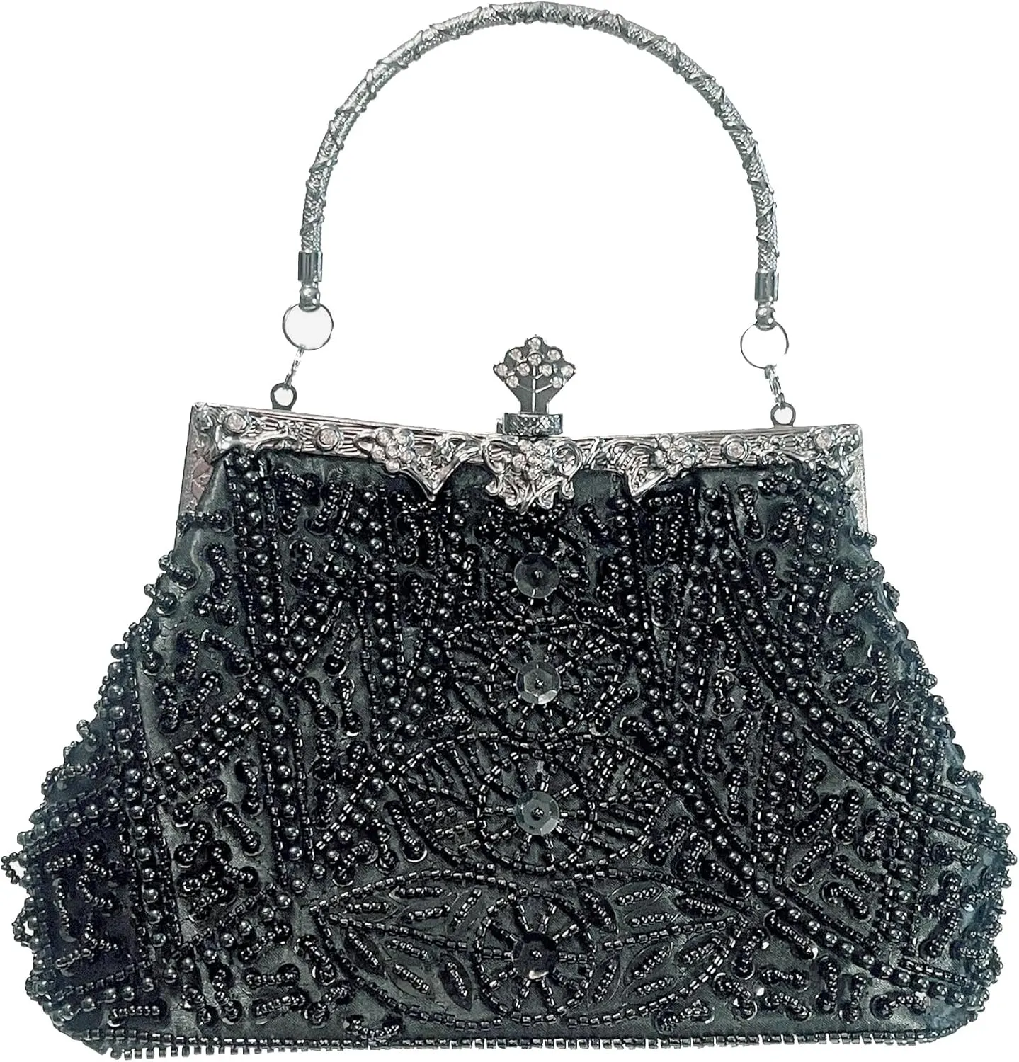 Beaded Purse Bags and Clutch- Evening Bags Wedding Women's Elegant and Stylish Handbag Collection- (black)