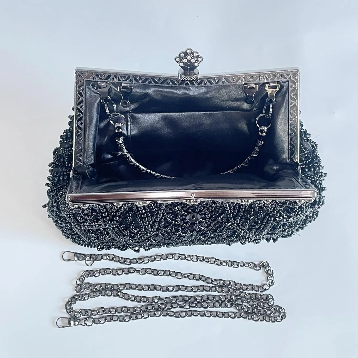 Beaded Purse Bags and Clutch- Evening Bags Wedding Women's Elegant and Stylish Handbag Collection- (black)