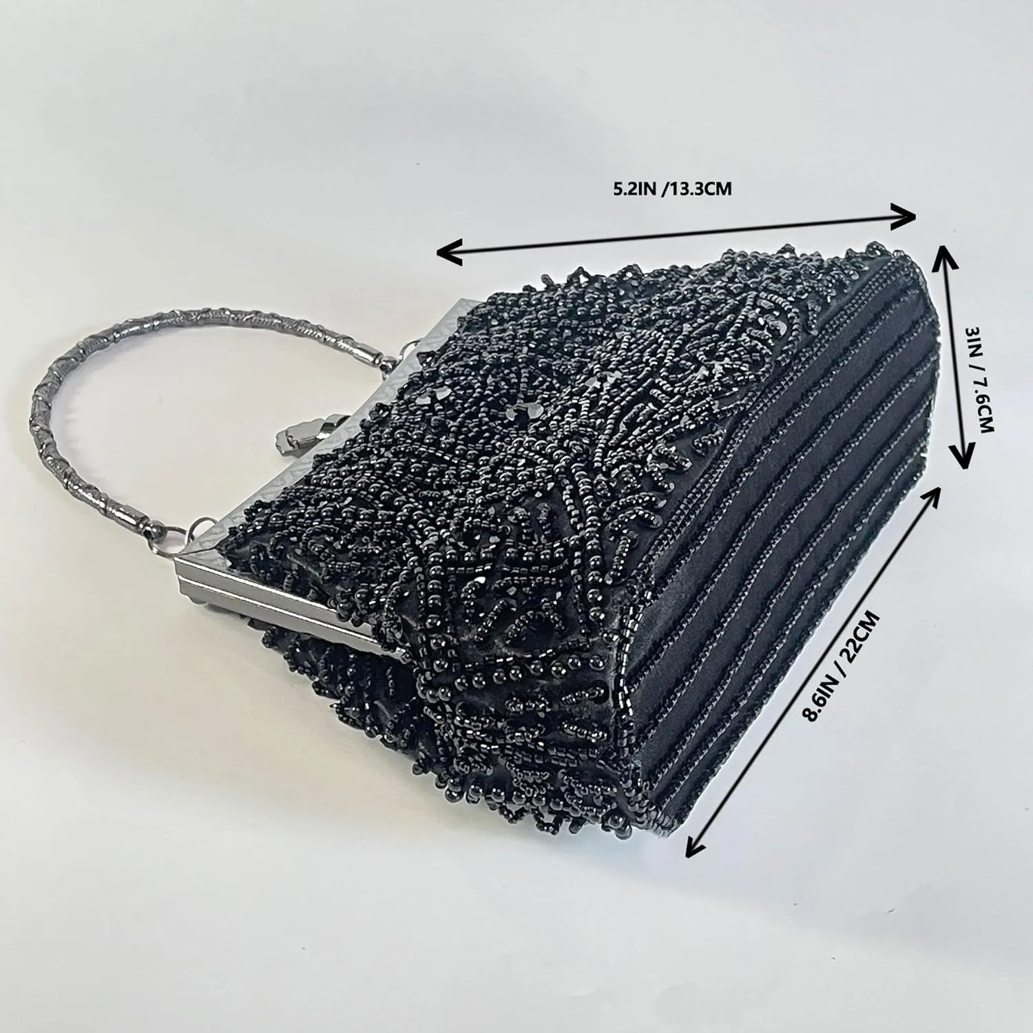 Beaded Purse Bags and Clutch- Evening Bags Wedding Women's Elegant and Stylish Handbag Collection- (black)