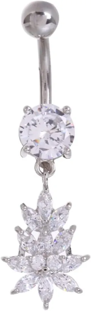 Belly Button Ring, Stainless-Steel Flower Body Piercing Jewelry, Piercing Body Jewelry for Women