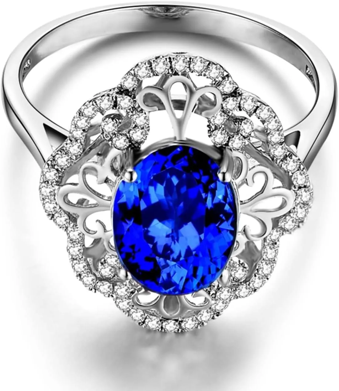 Best Friend Jewelry Rings, Jewelry for Women Rings 18K White Gold with 2ct Tanzanite