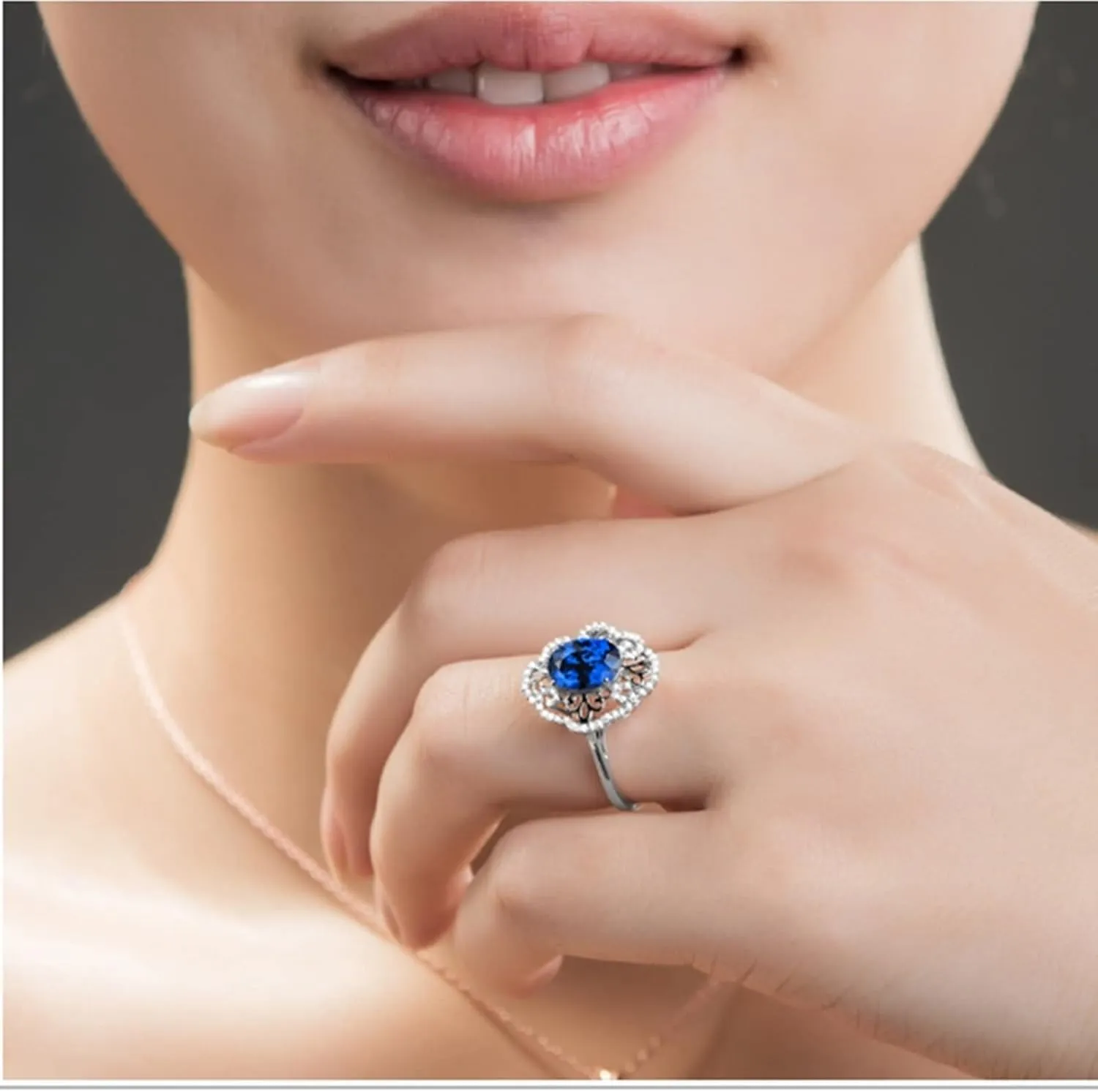 Best Friend Jewelry Rings, Jewelry for Women Rings 18K White Gold with 2ct Tanzanite