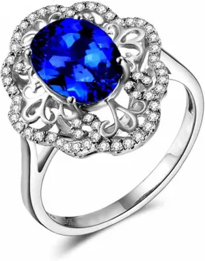 Best Friend Jewelry Rings, Jewelry for Women Rings 18K White Gold with 2ct Tanzanite