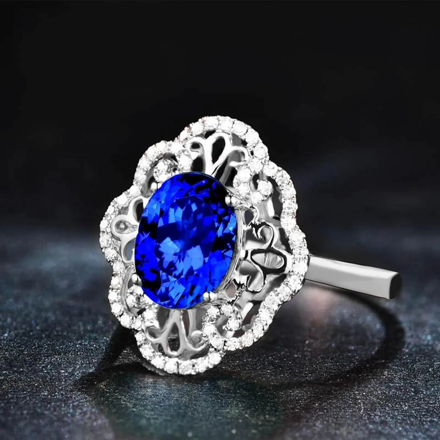 Best Friend Jewelry Rings, Jewelry for Women Rings 18K White Gold with 2ct Tanzanite