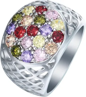 Best Friend Jewelry Rings, Rustic Wedding Ring Round Inlaid with Zircon Silver Womens Jewelry