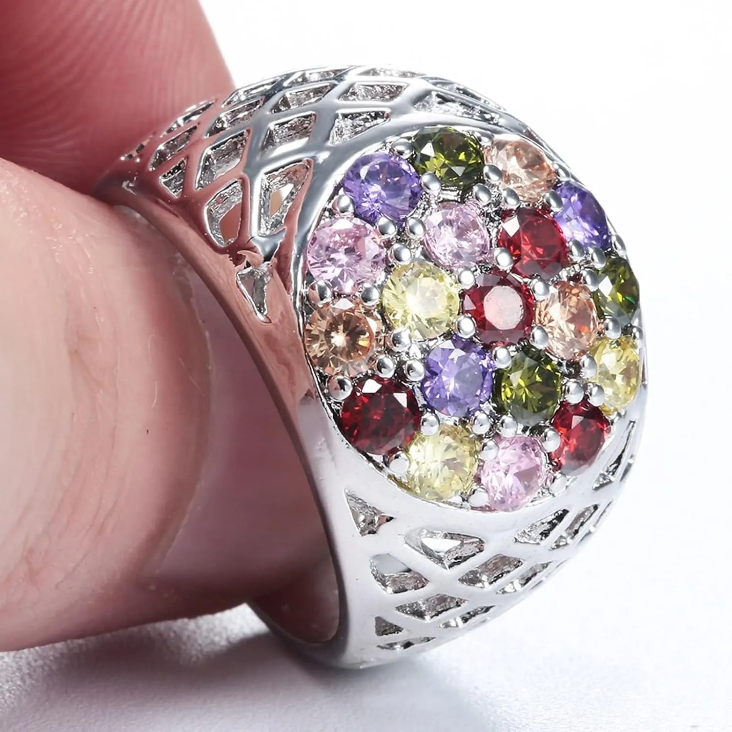 Best Friend Jewelry Rings, Rustic Wedding Ring Round Inlaid with Zircon Silver Womens Jewelry