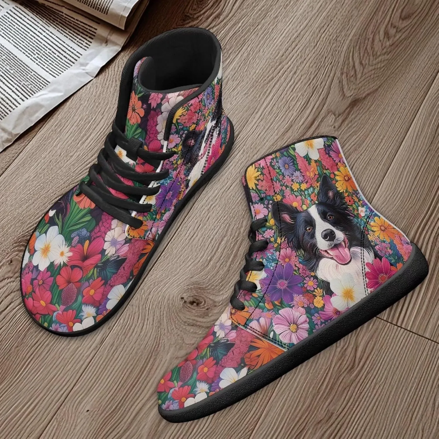 Binienty Barefoot Shoes Men Wide Toe Box High Top PU Minimalist Zero Drop Sneakers Outdoor Footwear